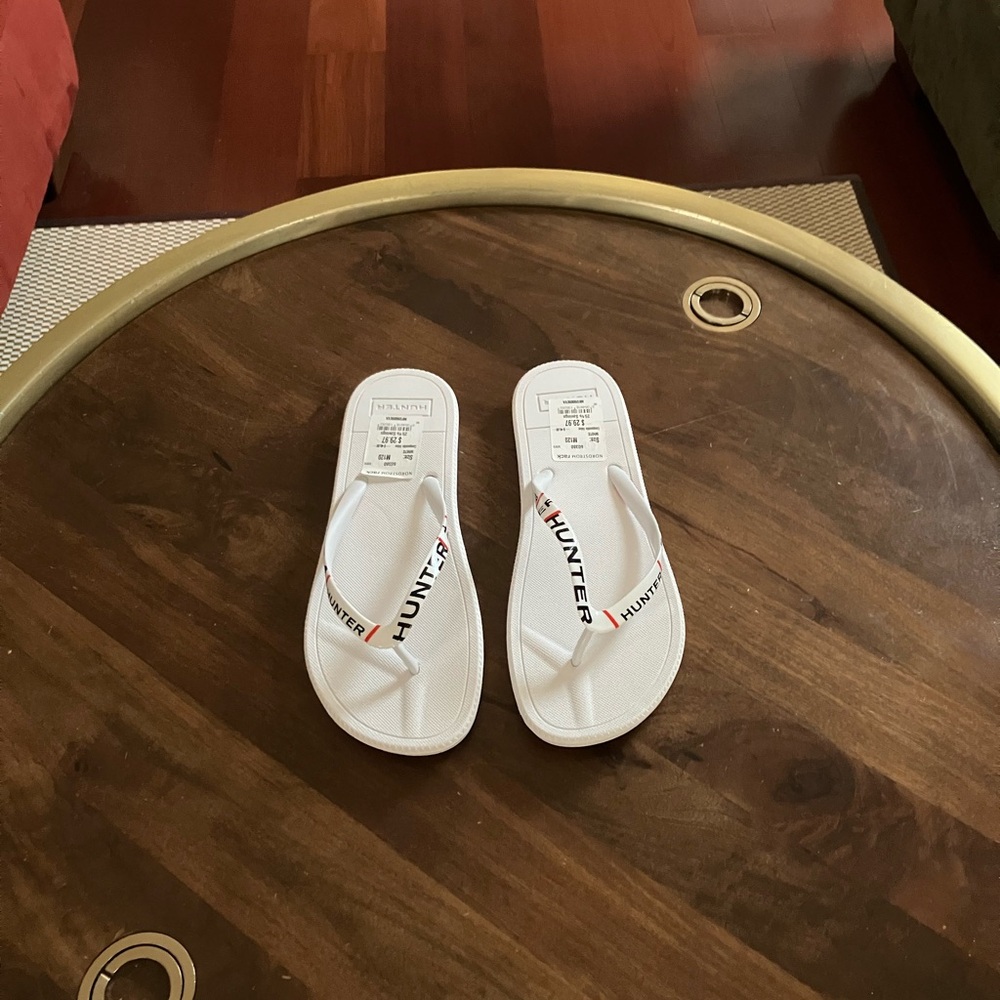 Hunter Mens Original Exploded Flip-Flop Lightweight Sandals White.